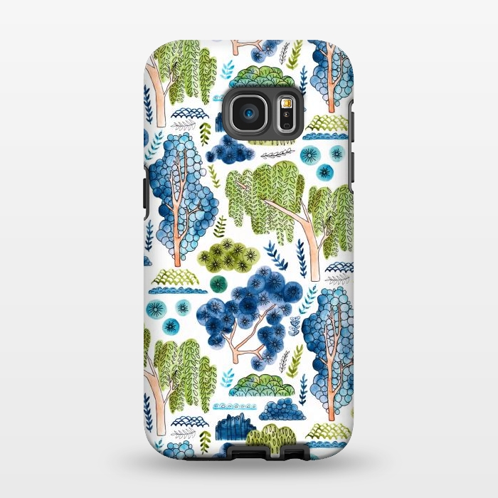 Galaxy S7 EDGE StrongFit Watercolor Chinoiserie Trees  by Tigatiga