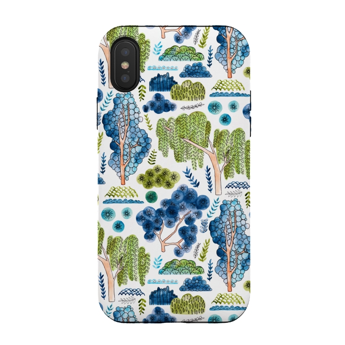 iPhone Xs / X StrongFit Watercolor Chinoiserie Trees  by Tigatiga