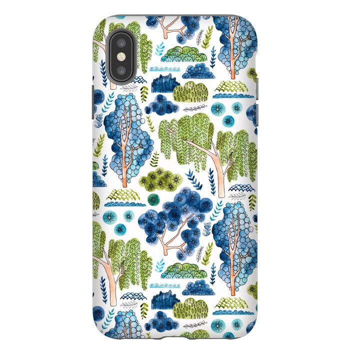 iPhone Xs Max StrongFit Watercolor Chinoiserie Trees  by Tigatiga