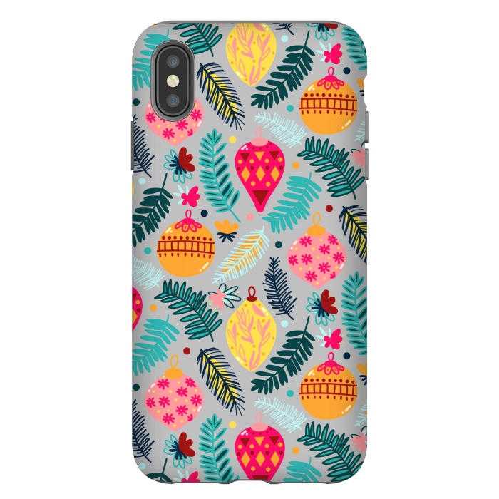 iPhone Xs Max StrongFit Colorful Christmas - Grey  by Tigatiga