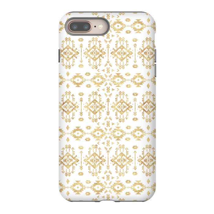 iPhone 7 plus StrongFit  Luxury gold geometric tribal Aztec pattern by InovArts