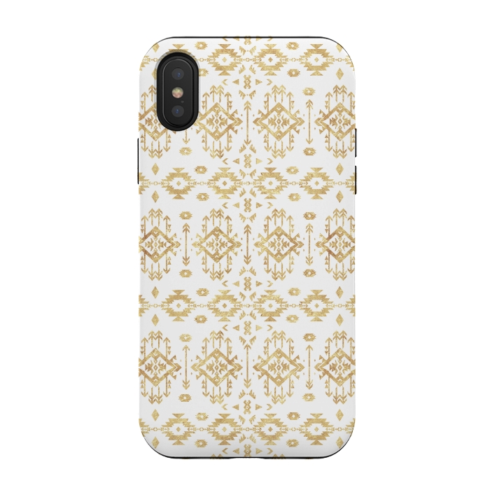 iPhone Xs / X StrongFit  Luxury gold geometric tribal Aztec pattern by InovArts
