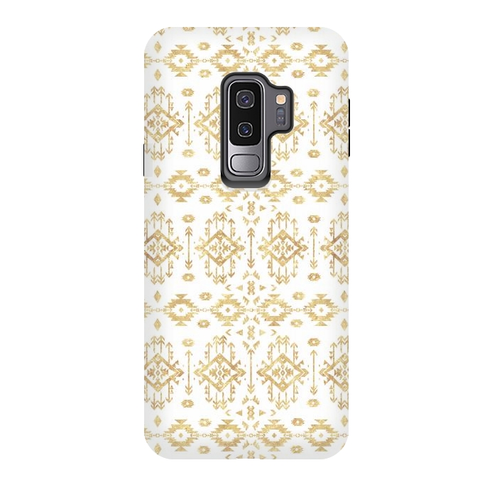 Galaxy S9 plus StrongFit  Luxury gold geometric tribal Aztec pattern by InovArts