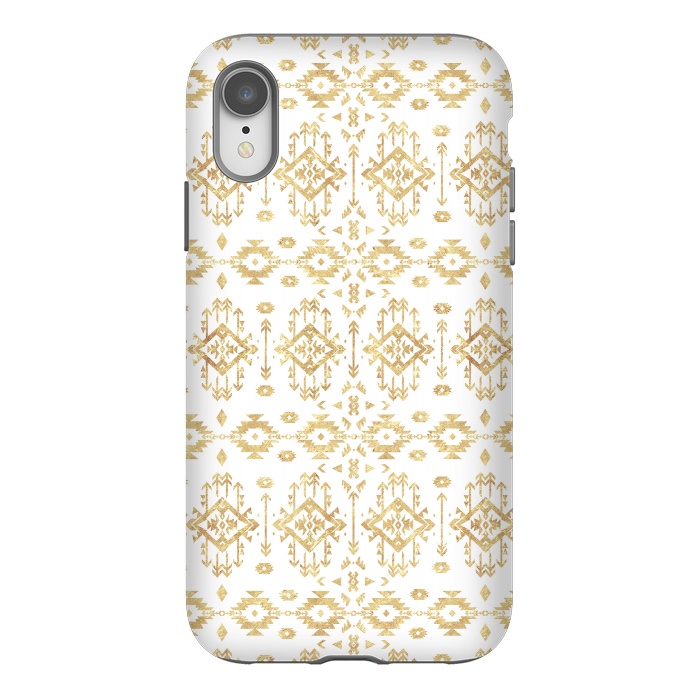 iPhone Xr StrongFit  Luxury gold geometric tribal Aztec pattern by InovArts