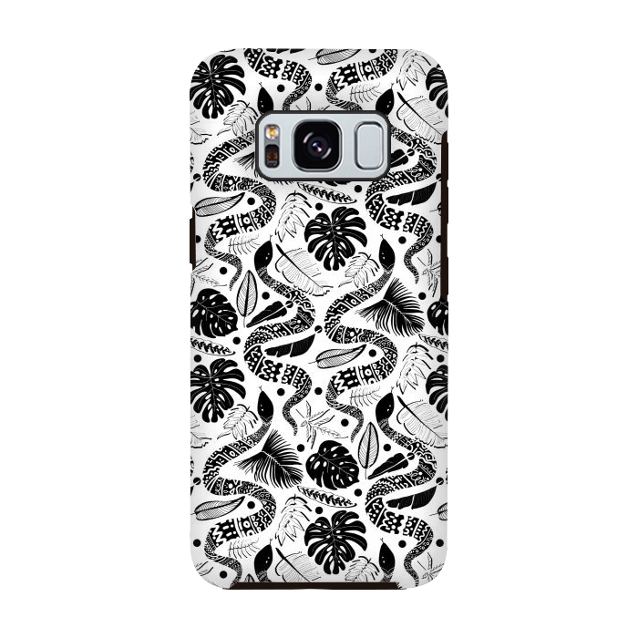 Galaxy S8 StrongFit Tribal Black Mambas - White  by Tigatiga