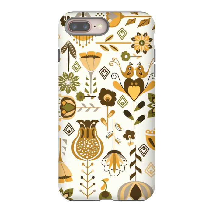 iPhone 7 plus StrongFit Scandinavian Flowers in Mustard and Green by Paula Ohreen