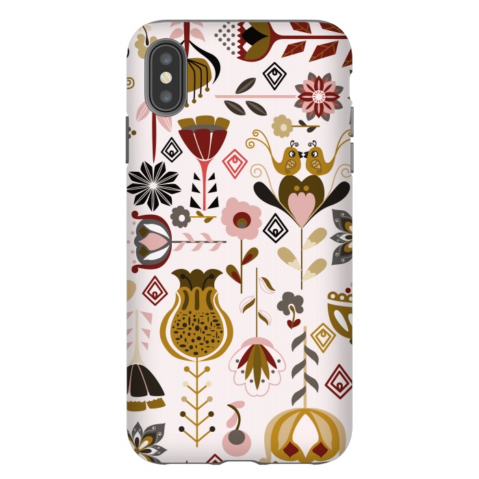 iPhone Xs Max StrongFit Scandinavian Flowers in Mustard and Pink by Paula Ohreen