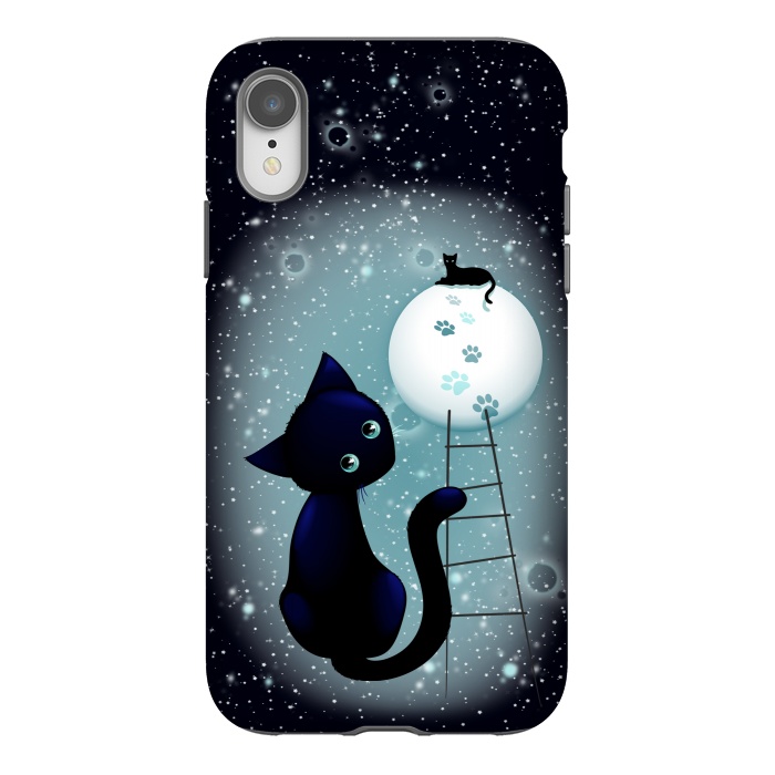 iPhone Xr StrongFit Blue Kitty Dream on the Moon by BluedarkArt