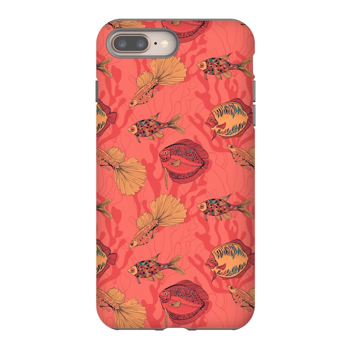 iPhone 7 plus StrongFit Fishes on living coral background by Katerina Kirilova