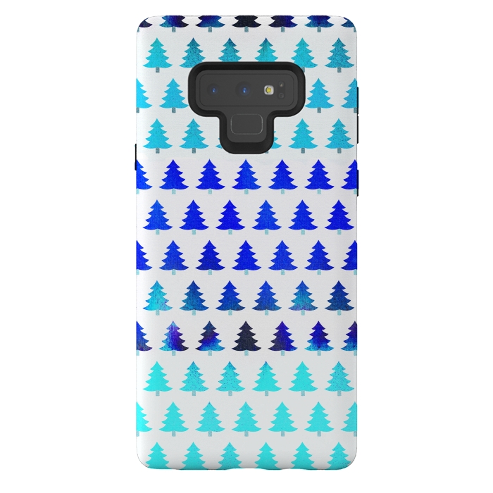 Galaxy Note 9 StrongFit Blue pine trees pattern - Christmas sweater by Oana 