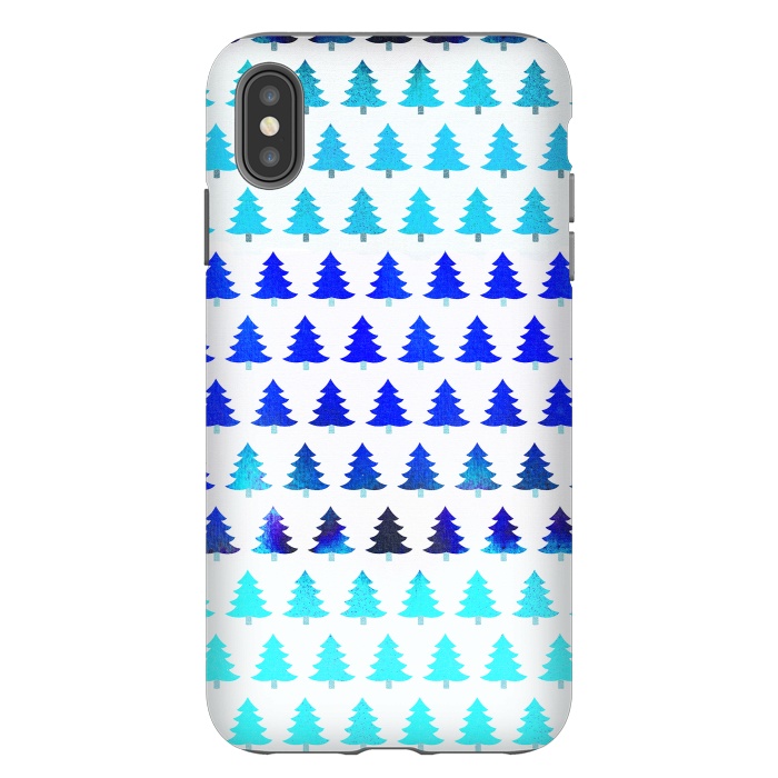 iPhone Xs Max StrongFit Blue pine trees pattern - Christmas sweater by Oana 
