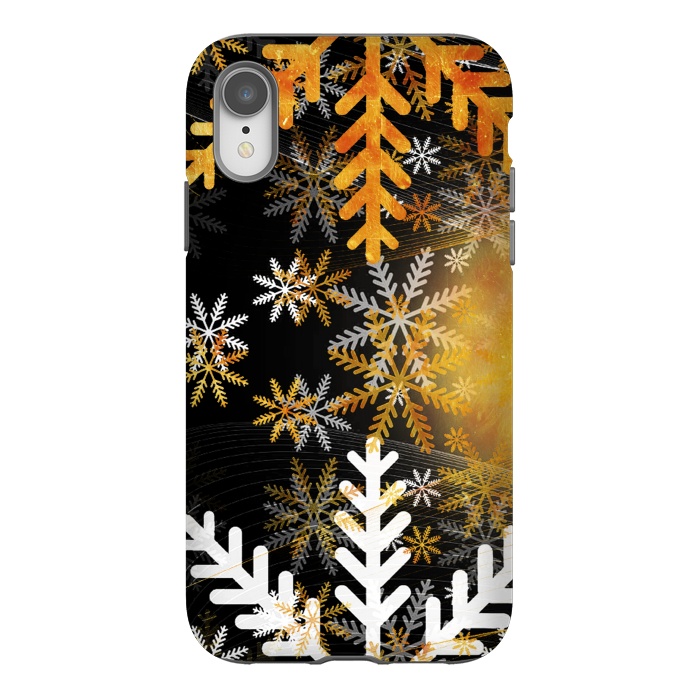 iPhone Xr StrongFit Golden white snowflakes - Christmas by Oana 