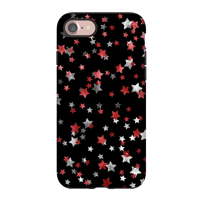 iPhone 7 StrongFit Metallic silver copper party stars on black by Oana 