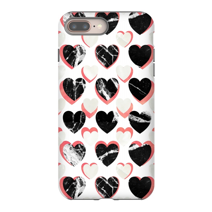 iPhone 7 plus StrongFit Marble hearts - 3d pattern by Oana 