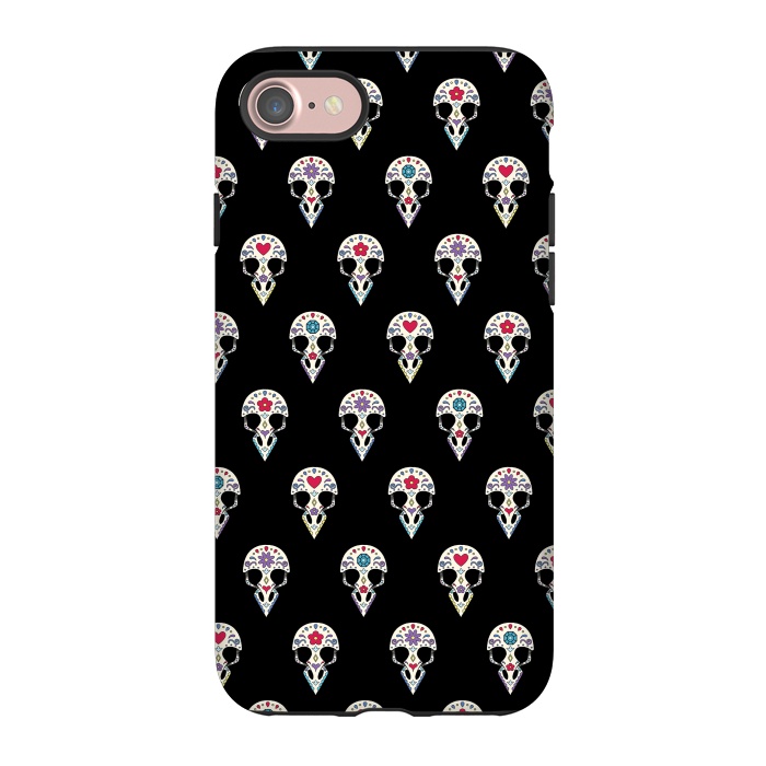 iPhone 7 StrongFit Bird sugar skull pattern by Laura Nagel