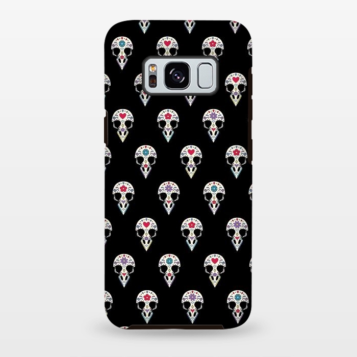 Galaxy S8 plus StrongFit Bird sugar skull pattern by Laura Nagel