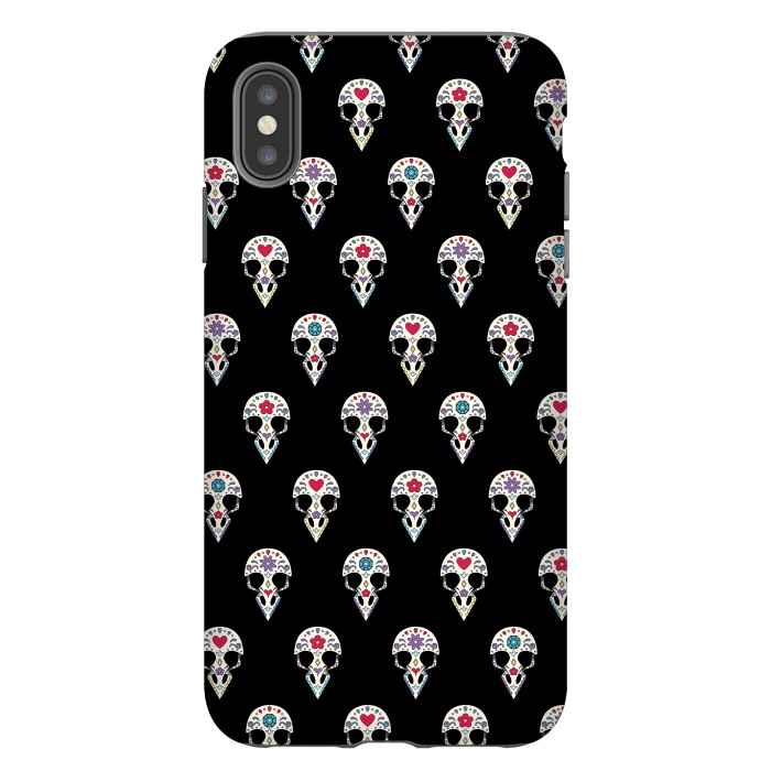 iPhone Xs Max StrongFit Bird sugar skull pattern by Laura Nagel