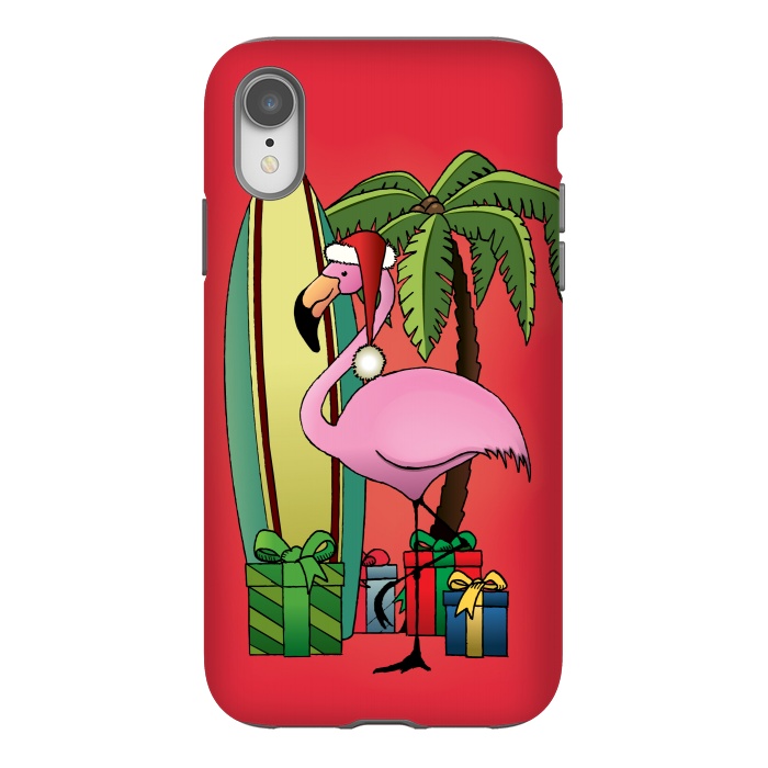 iPhone Xr StrongFit Xmas Flamingo by Mangulica