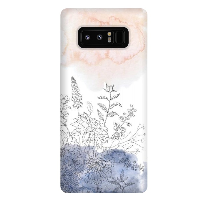 Galaxy Note 8 StrongFit Ink Blush Flower Meadow  by  Utart