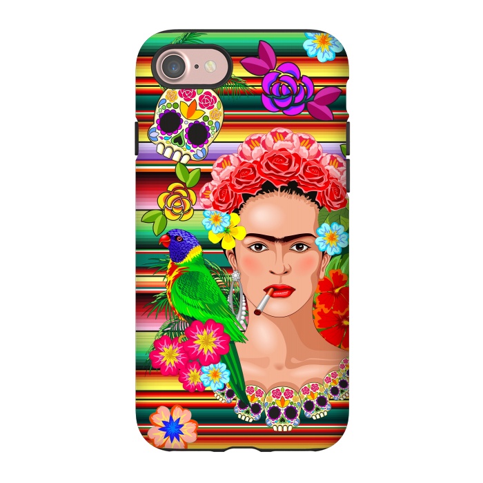 iPhone 7 StrongFit Frida Kahlo Floral Exotic Portrait  by BluedarkArt