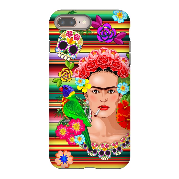 iPhone 7 plus StrongFit Frida Kahlo Floral Exotic Portrait  by BluedarkArt