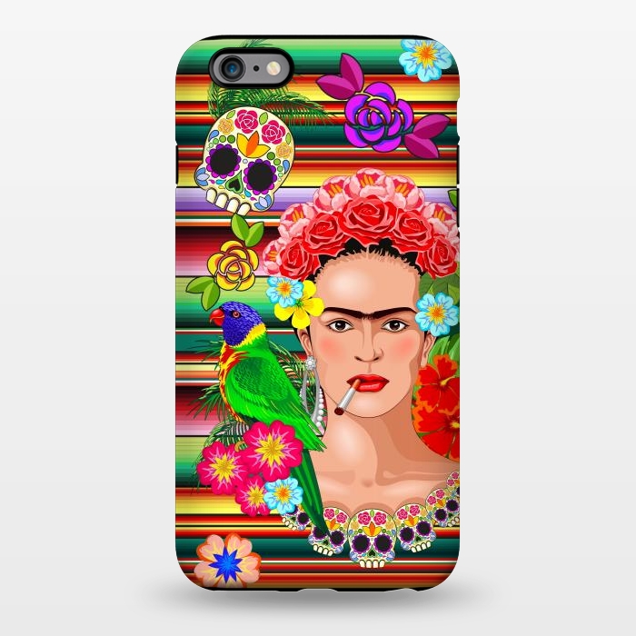 iPhone 6/6s plus StrongFit Frida Kahlo Floral Exotic Portrait  by BluedarkArt