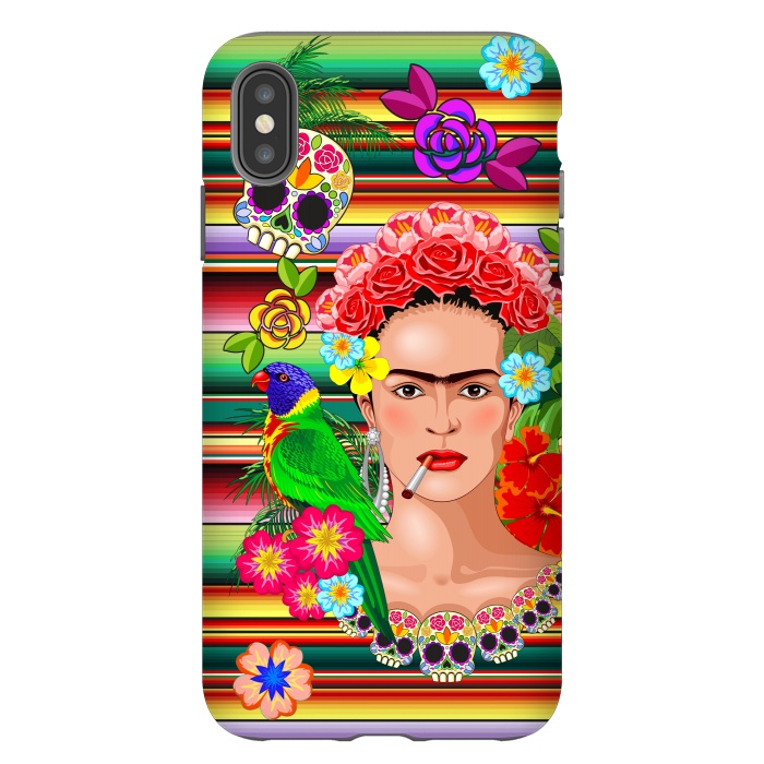 iPhone Xs Max StrongFit Frida Kahlo Floral Exotic Portrait  by BluedarkArt