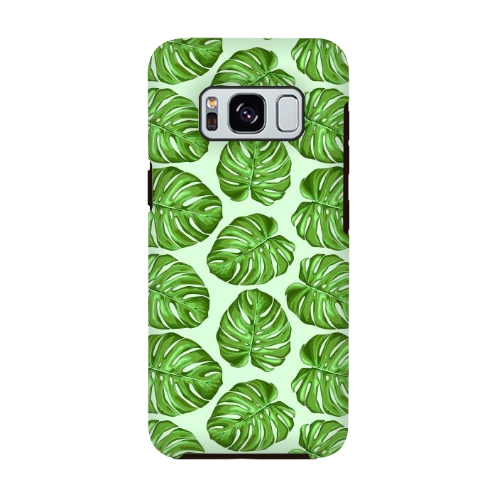 Galaxy S8 StrongFit Monstera Tropical Leaves Seamless Textile Patten  by BluedarkArt