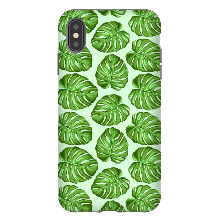 iPhone Xs Max StrongFit Monstera Tropical Leaves Seamless Textile Patten  by BluedarkArt
