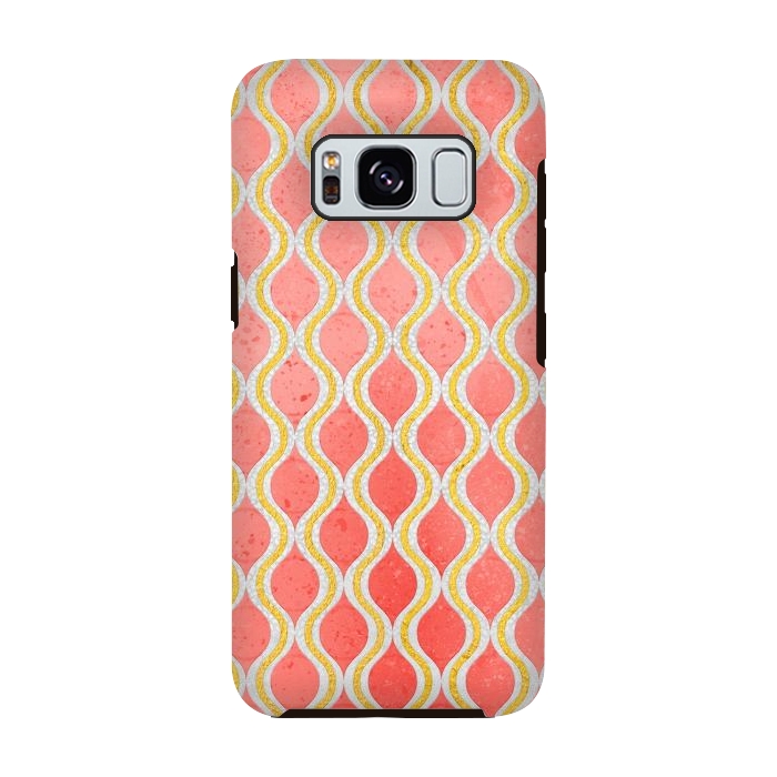 Galaxy S8 StrongFit Gold - Living Coral Pattern I by Art Design Works