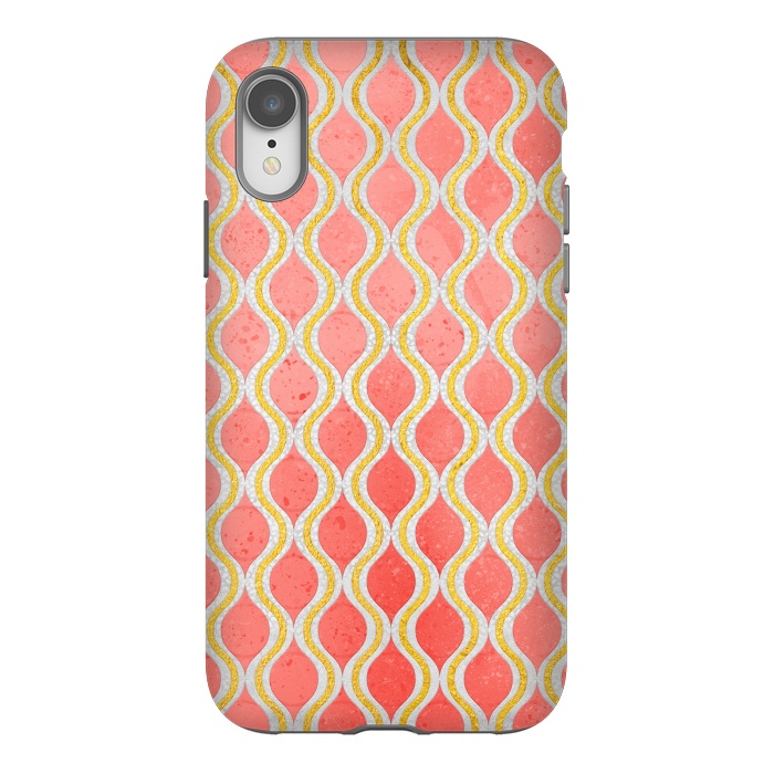iPhone Xr StrongFit Gold - Living Coral Pattern I by Art Design Works