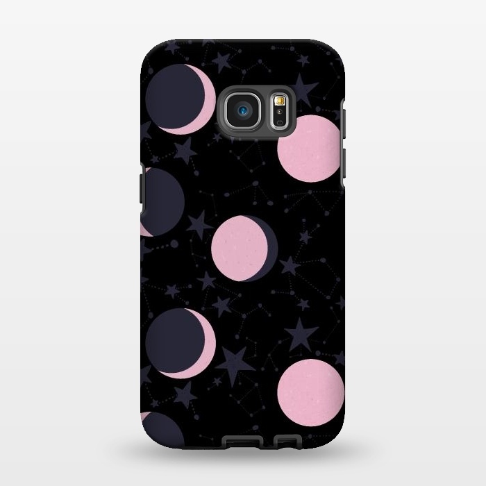 Galaxy S7 EDGE StrongFit Pink moons on blue by  Utart