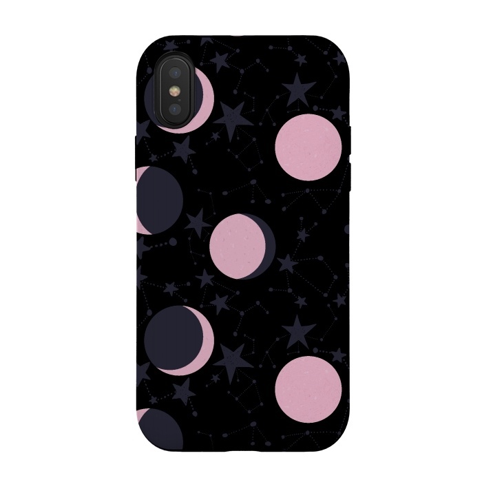iPhone Xs / X StrongFit Pink moons on blue by  Utart