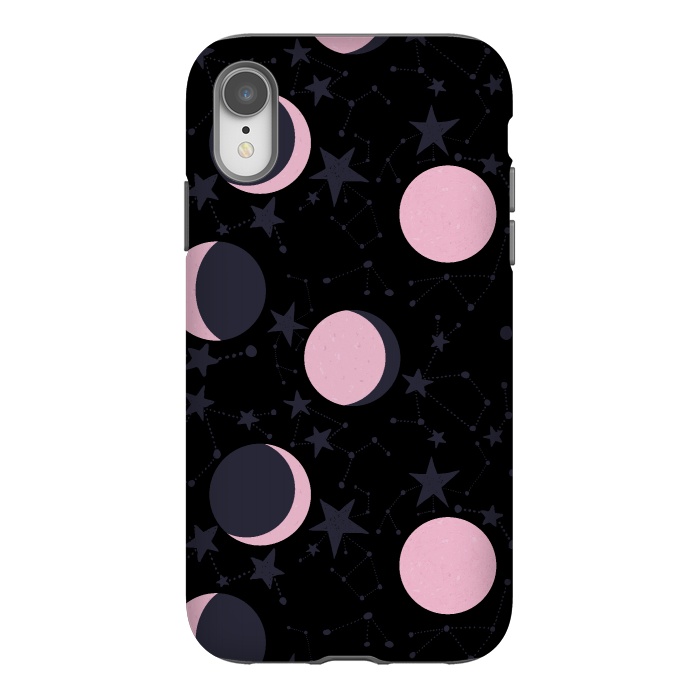 iPhone Xr StrongFit Pink moons on blue by  Utart