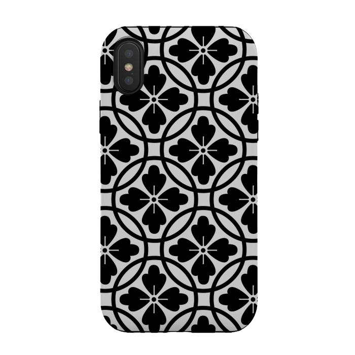 iPhone Xs / X StrongFit black floral pattern by MALLIKA