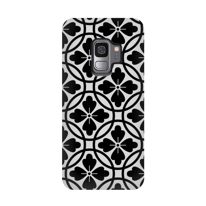 Galaxy S9 StrongFit black floral pattern by MALLIKA