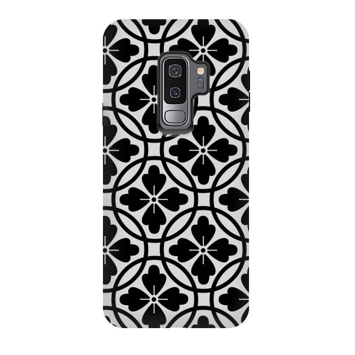Galaxy S9 plus StrongFit black floral pattern by MALLIKA