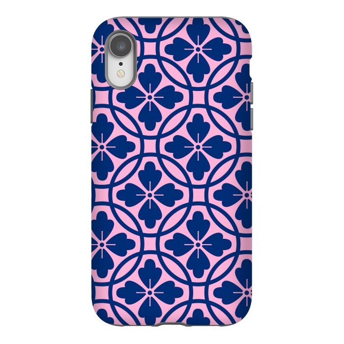 iPhone Xr StrongFit blue pink floral pattern 2 by MALLIKA