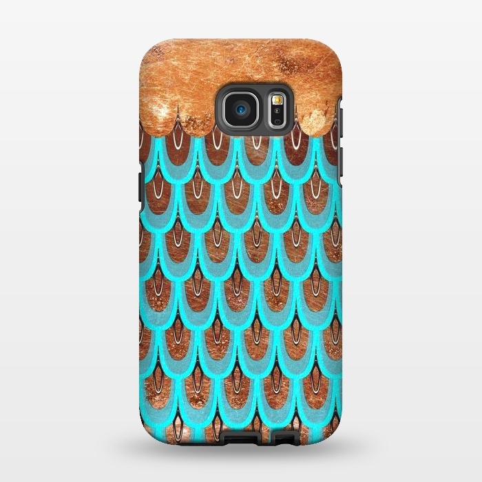 Galaxy S7 EDGE StrongFit Copper and Teal Mermaid Scales by  Utart
