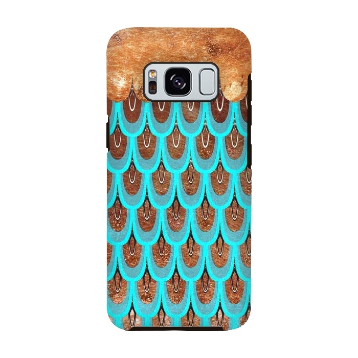 Galaxy S8 StrongFit Copper and Teal Mermaid Scales by  Utart