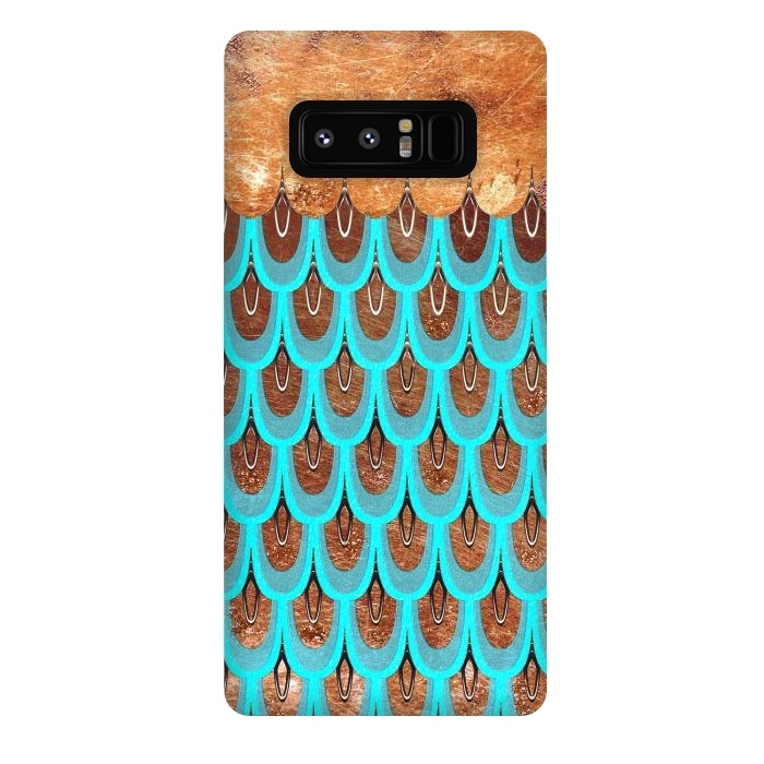 Galaxy Note 8 StrongFit Copper and Teal Mermaid Scales by  Utart