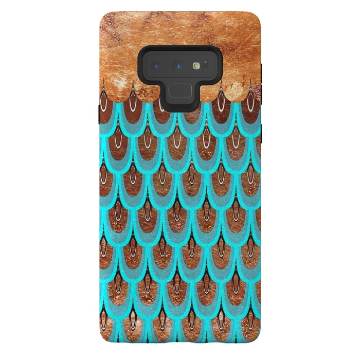 Galaxy Note 9 StrongFit Copper and Teal Mermaid Scales by  Utart