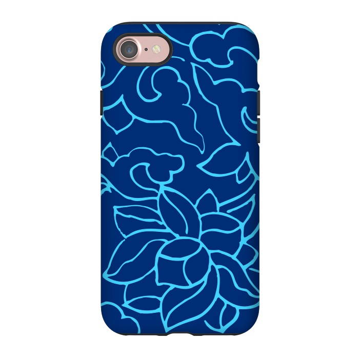 iPhone 7 StrongFit BLUE FLORAL PATTERN 3 by MALLIKA