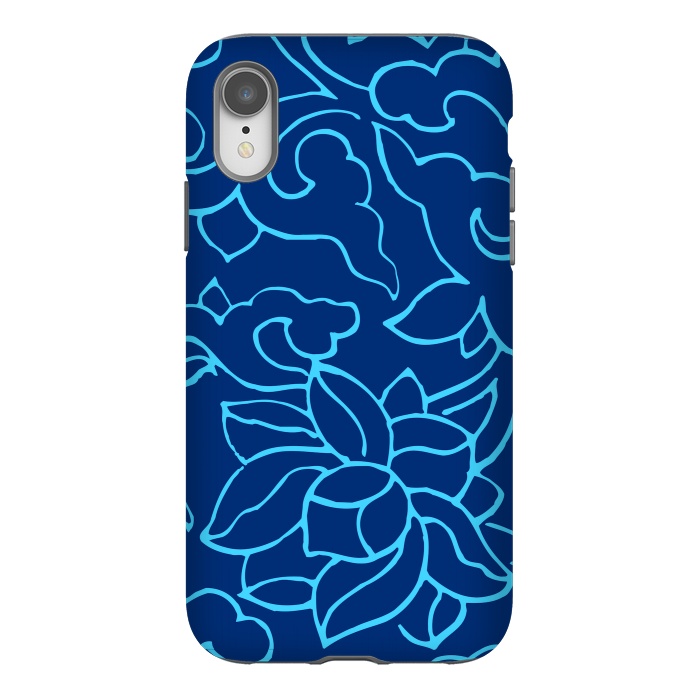 iPhone Xr StrongFit BLUE FLORAL PATTERN 3 by MALLIKA