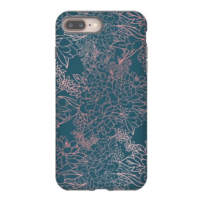 iPhone 7 plus StrongFit Luxury floral coral strokes doodles design by InovArts