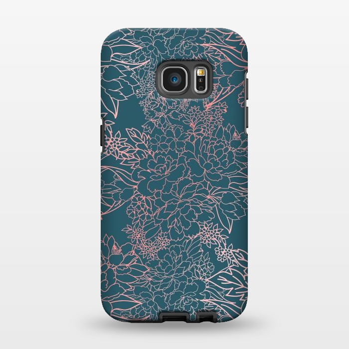 Galaxy S7 EDGE StrongFit Luxury floral coral strokes doodles design by InovArts