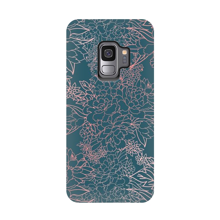 Galaxy S9 StrongFit Luxury floral coral strokes doodles design by InovArts