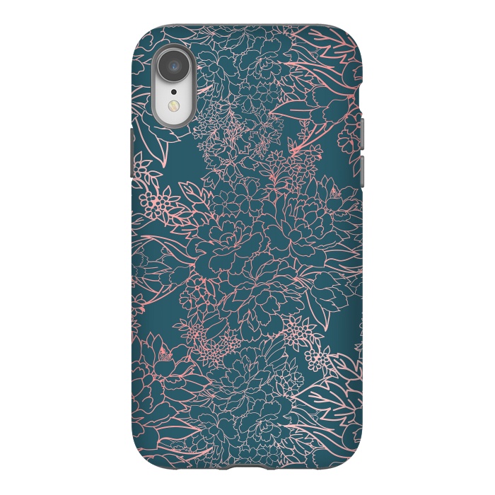 iPhone Xr StrongFit Luxury floral coral strokes doodles design by InovArts
