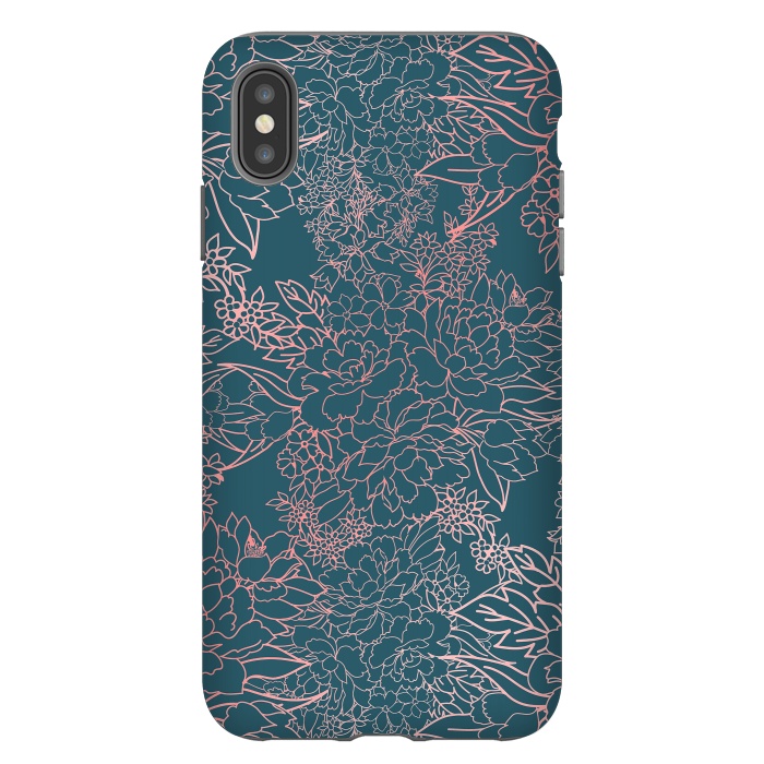iPhone Xs Max StrongFit Luxury floral coral strokes doodles design by InovArts