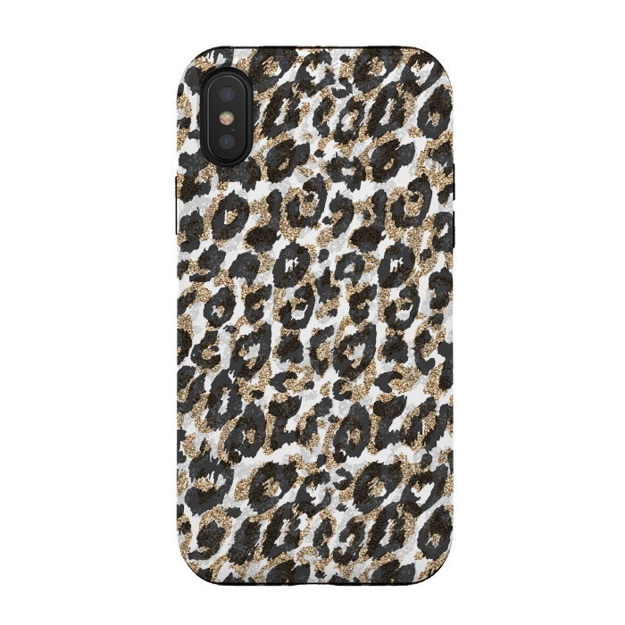 iPhone Xs / X StrongFit Elegant gold leopard animal print pattern by InovArts